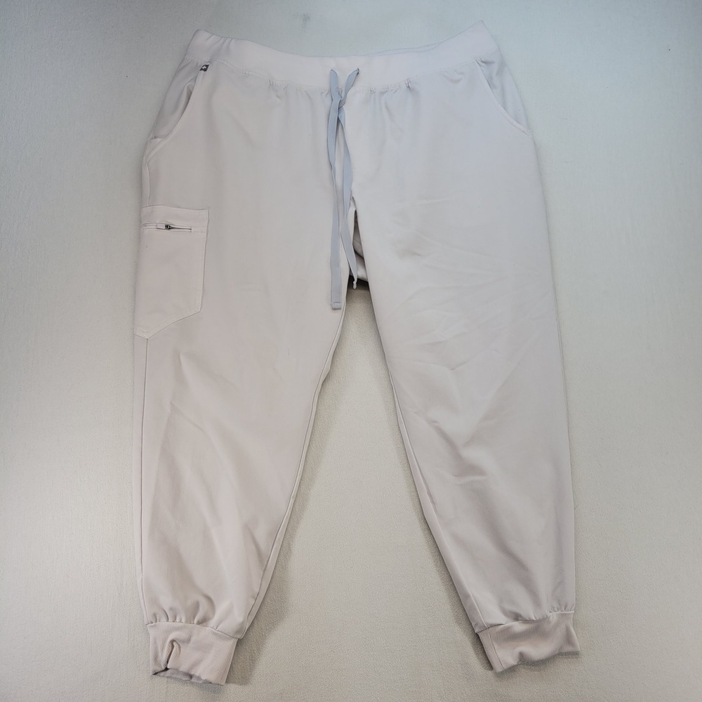 FIGS Scrub Pants Womens 3XL White Jogger Technical Collection Cargo Drawstring
